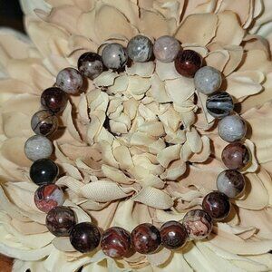 Hand Crafted Mexican Lace Agate Stretch Bracelet